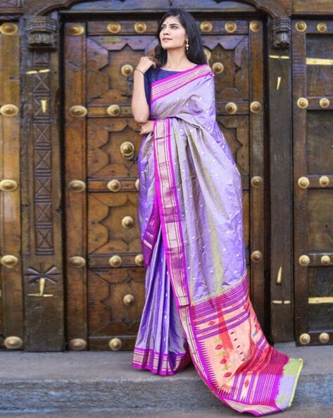 Buy Paithani silk saree in Sea green colour by Nashik textile market at  Amazon.in