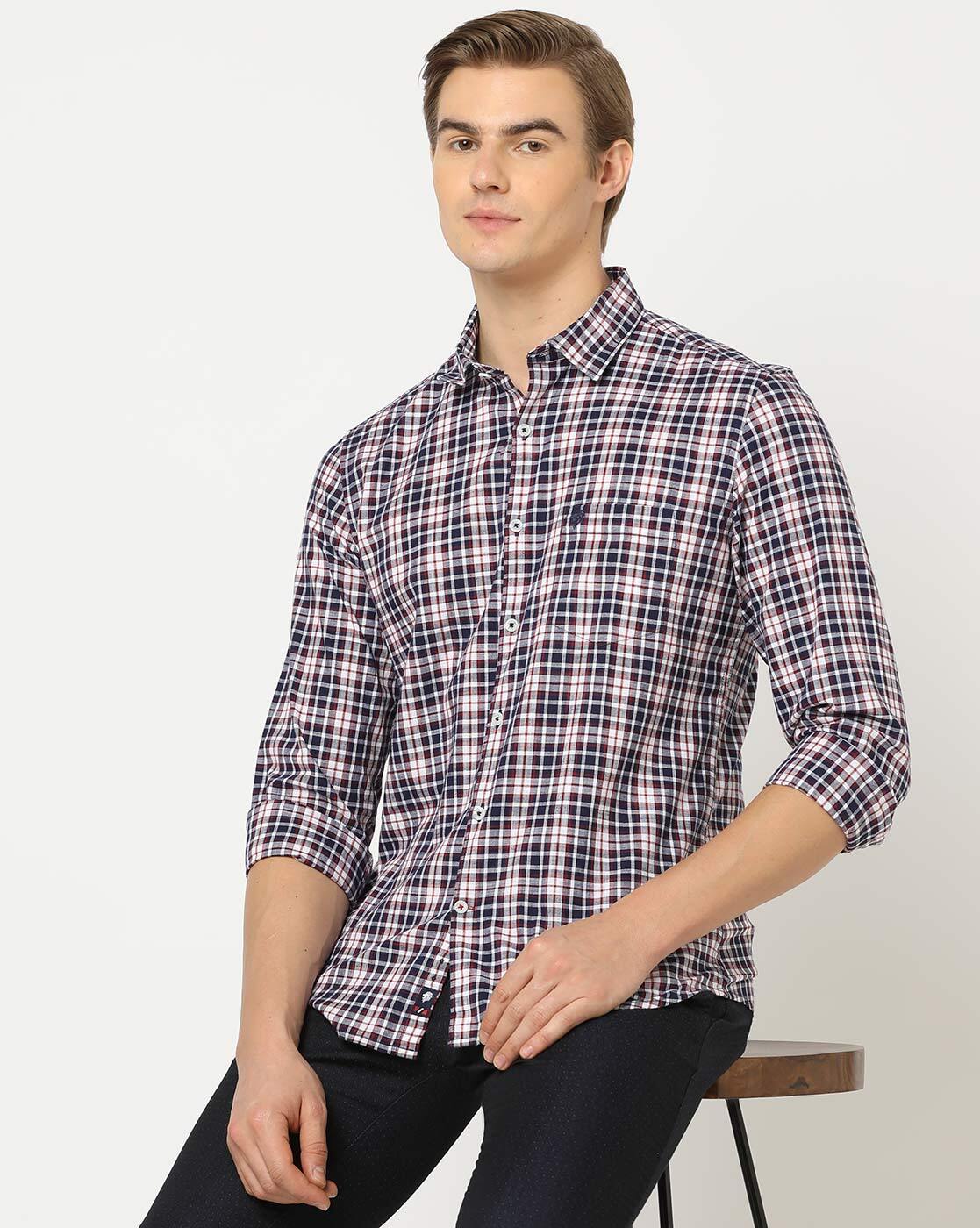 Buy Navy Blue Shirts for Men by NETPLAY Online