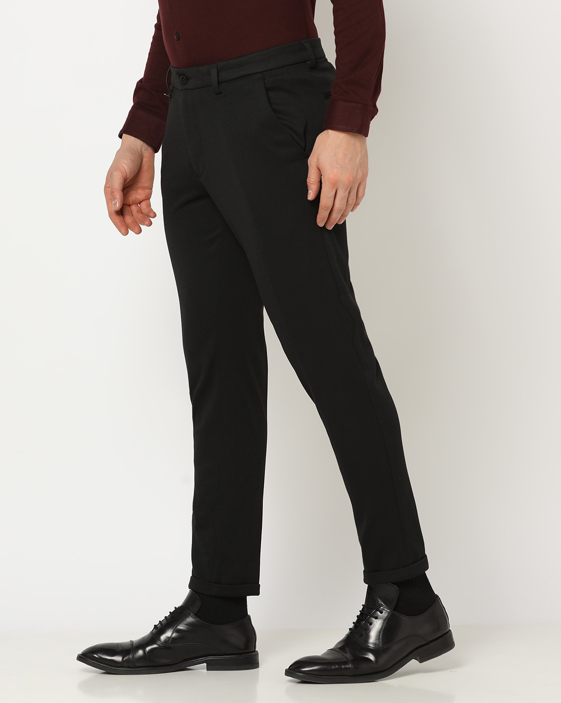 Solid Color Tapered Leg Pants Casual Ankle Length Suit Pants - Temu Portugal