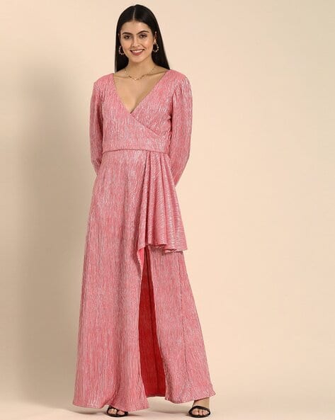 Dodo & Moa Shimmer V-Neck A-Line Dress