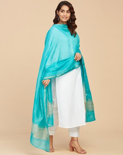 Embroidered Dupatta with Contrast Border Price in India