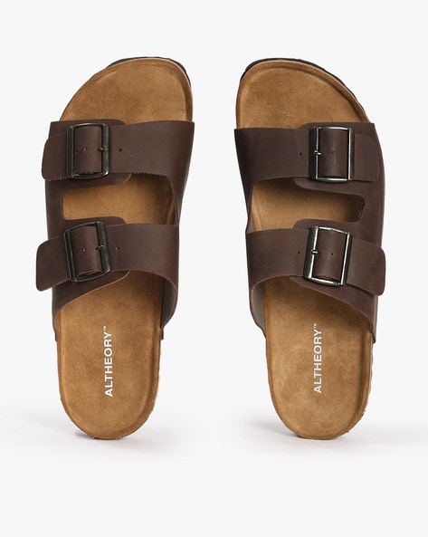 Men Double Strap Sandals with Buckle Accent