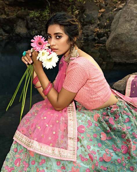 Buy Women's Silk Readymade Lehenga Choli With Dupatta  (APL-2491-S_Grey_42-44) at Amazon.in