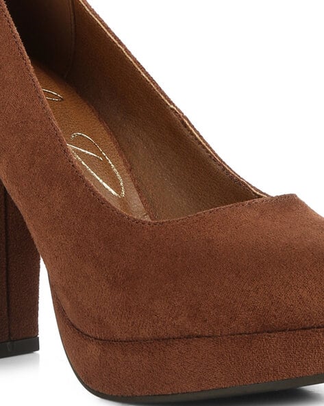 BOSS - Block-heel pumps in suede with pointed toe
