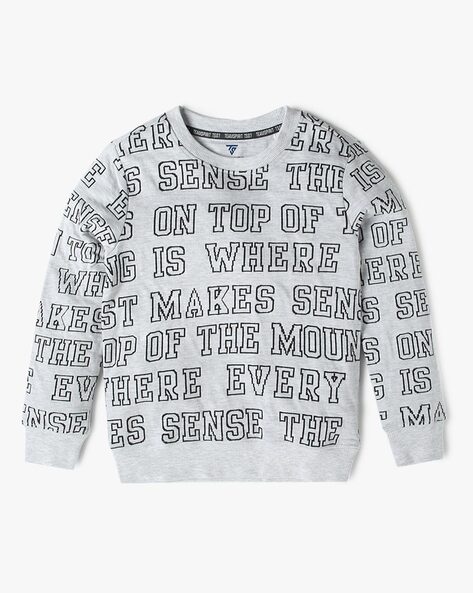 Boys Typographic Print Cotton Sweatshirt