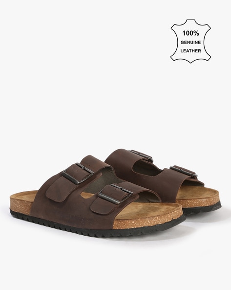 Men Double Strap Sandals with Buckle Accent