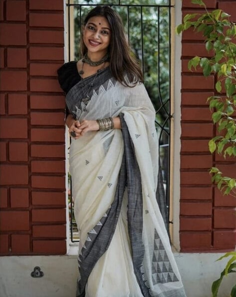 Buy White Sarees for Women by WILORI Online | Ajio.com