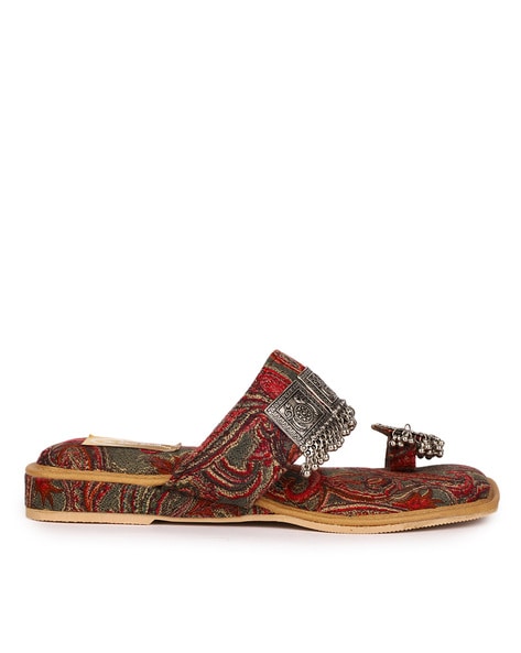 Buy Wine embellished sandals by Veruschka at Aashni and Co