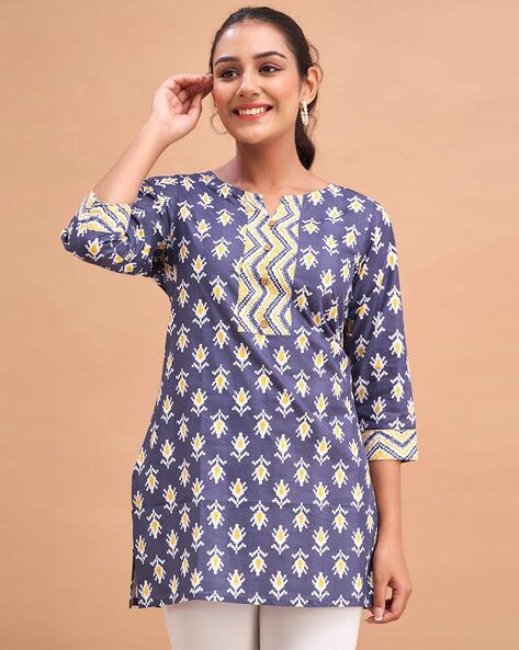 Cotton Line Grey and White Color Boat Neck Straight Kurti for Women - INDIA  TELL ME - 3339094