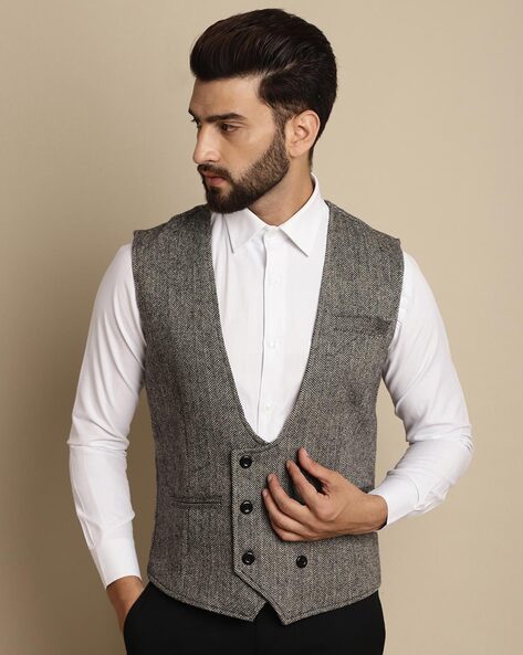 Grey patterned waistcoat best sale