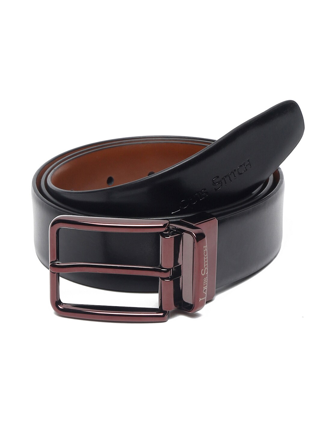 Men Textured Genuine Leather Wide Reversible Belt