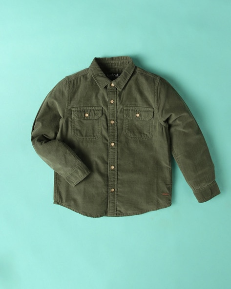 olive green boys shirt