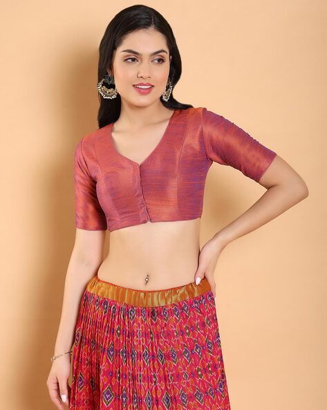 Salwar Studio V-Neck Front-Open Blouse