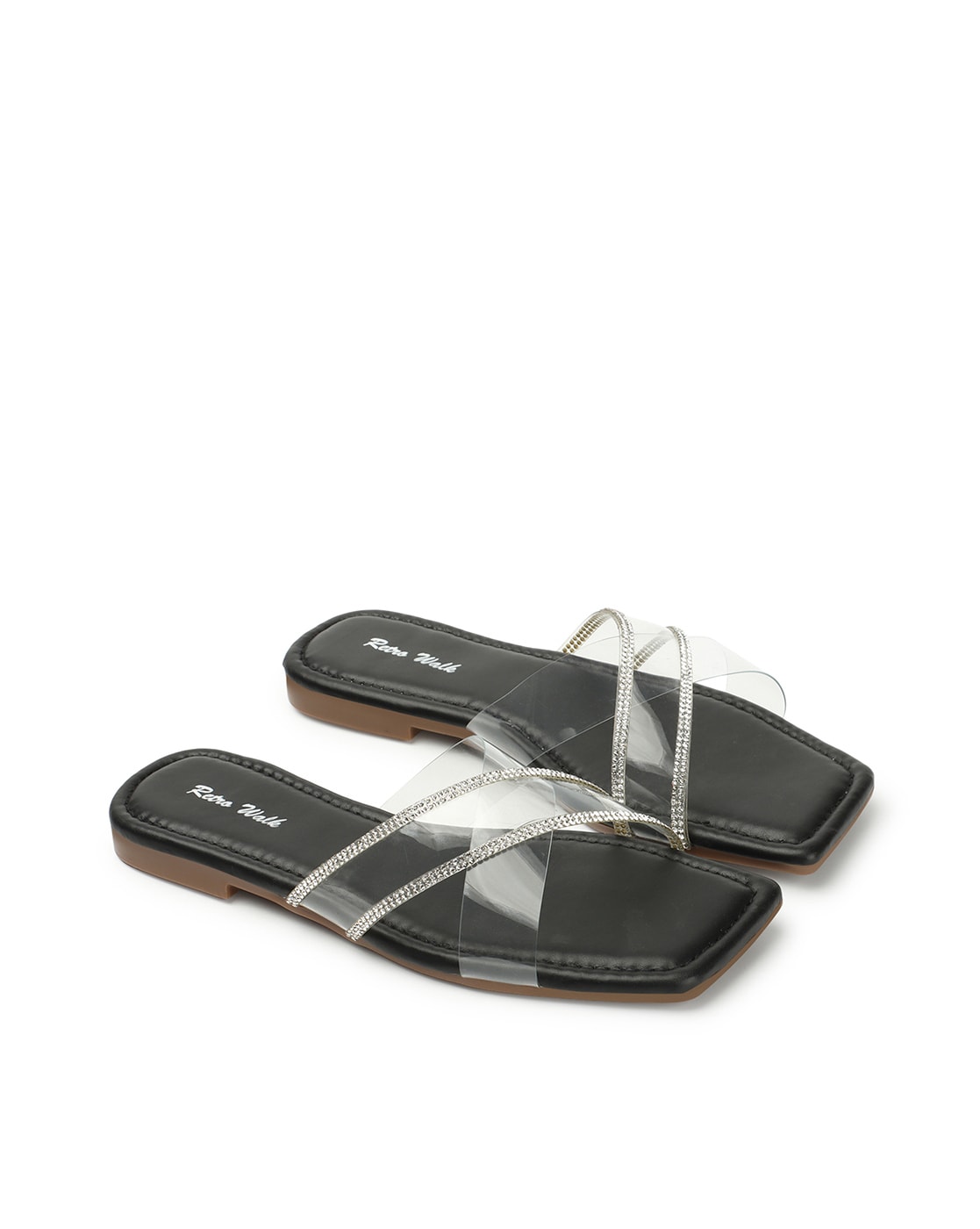 Buy Black Flat Sandals for Women by RETRO WALK Online Ajio