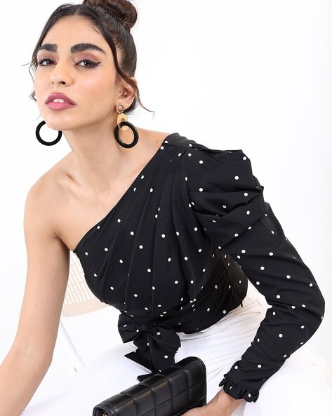 One shoulder polka dot sales top