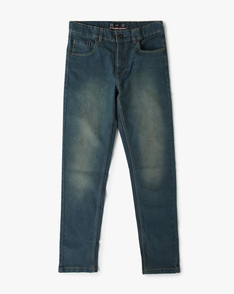 Boys Mid-Wash Mid-Rise Slim Fit Jeans