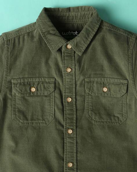 olive green boys shirt