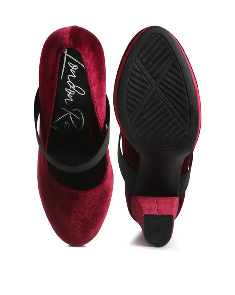 Buy Rag & Co Embellished Burgundy Heels Online