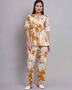 Tie-Dye Gathered Top & Pant Set-image-20