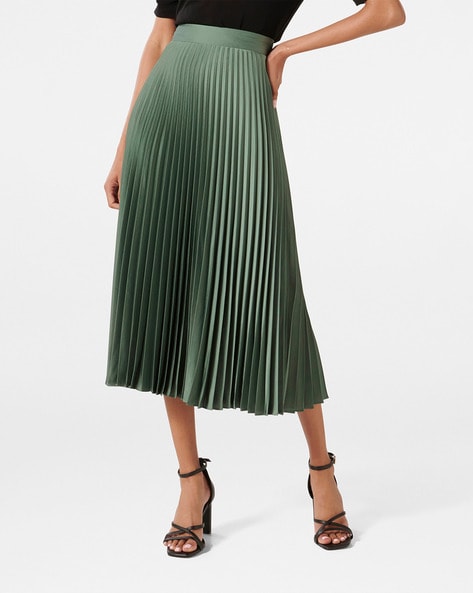 Olive Pleated Skirt | ShopStyle