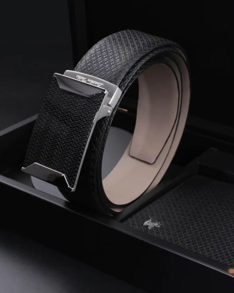 Buy LEATHER TALKS Leather Slim Belt with Push-Pin Buckle Closure, Black  Color Men