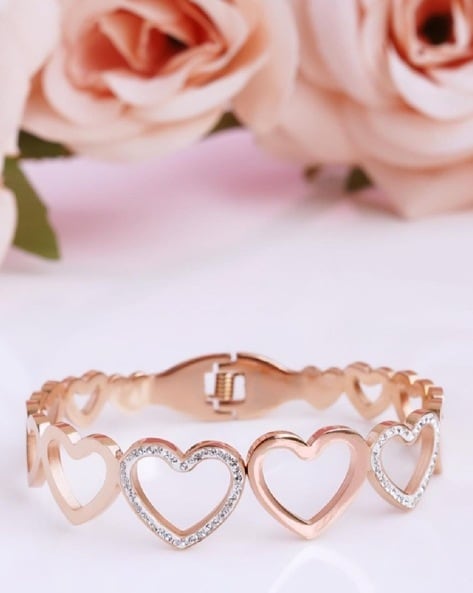Buy Exclusive Valentine Rose Gold Heart Love Design Adjustable Bracelets  For Women & Girls Online at Low Prices in India - Paytmmall.com