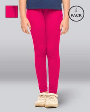 lyra Pack of 2 Girls Cotton Elastane Stretch Slim Fit Leggings-picture-3