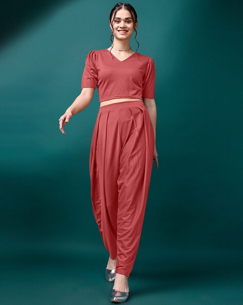 Aqua Dhoti Pants Sari With Embroidered Choli  Estie Couture