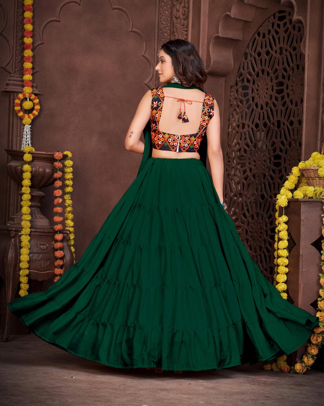 Reception, Wedding Green color Georgette fabric Lehenga : 1891411
