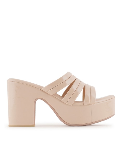 Buy Cream Heeled Sandals for Women by Maven Online | Ajio.com