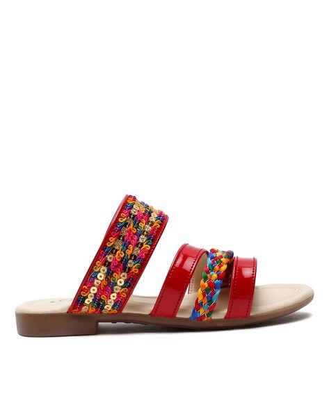 Buy SHOETOPIA Red Synthetic Buckle Girls Casual Sandals | Shoppers Stop