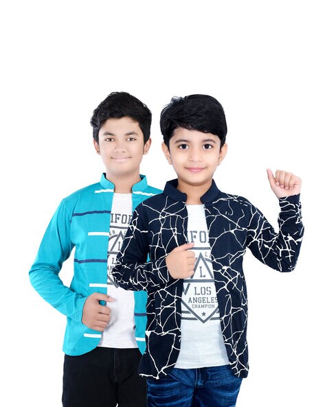 Buy Boys Full Sleeves Shirt With T-Shirt Checked With Attached  Hood-Multicolor Online at Best Price | Mothercare