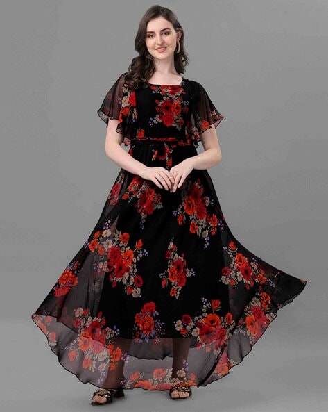 Buy Designer Red Collar Black Dress For Women Online @ Best Prices in India  | Uniform Bucket | UNIFORM BUCKET