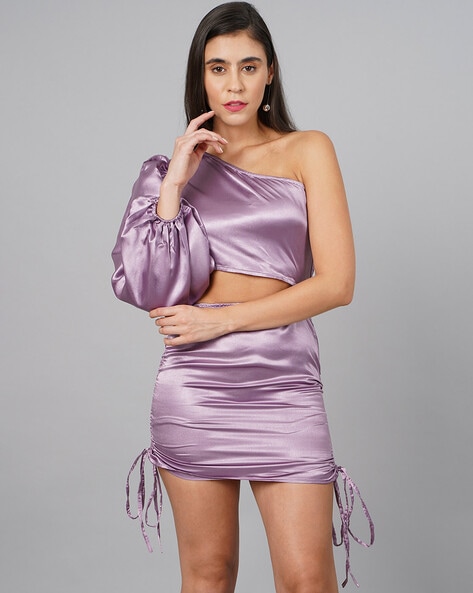 Flounce London Maternity long sleeve satin wrap maxi dress in lavender |  ASOS