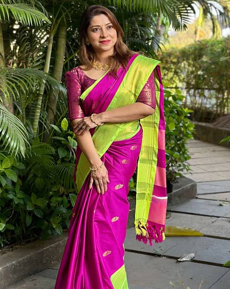 Orchid Pink Woven Banarasi Saree - Mejaaz Fashion