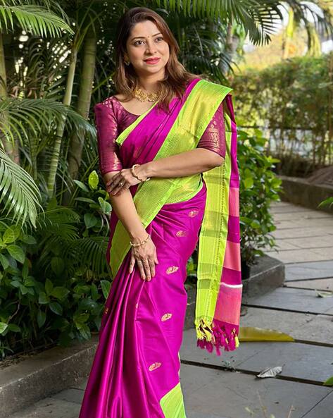 Green and pink bridal saree | Wedding saree blouse designs, Latest bridal  blouse designs, Elegant blouse designs