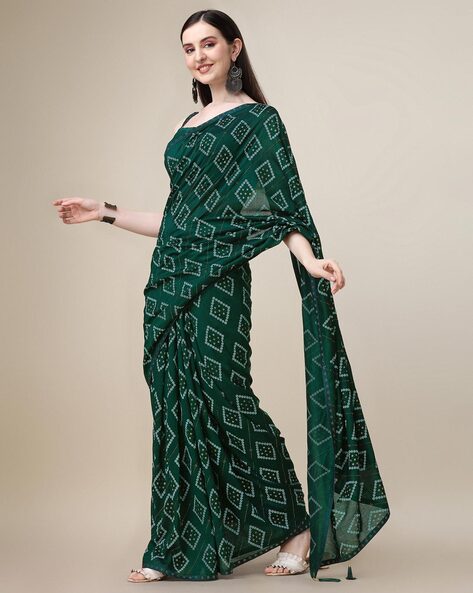 Vishal Prints Sage Green Printed Digital Print Fancy Chiffon Saree Wit