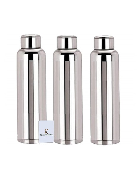 Stainless Steel Water Bottle Set of 3 - 1 Litre each Silver