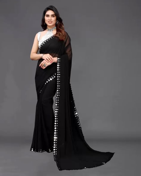 Party Wear Sequence Work Black Saree, Size: Free, 2 Pieces at Rs 999/piece  in Dehradun