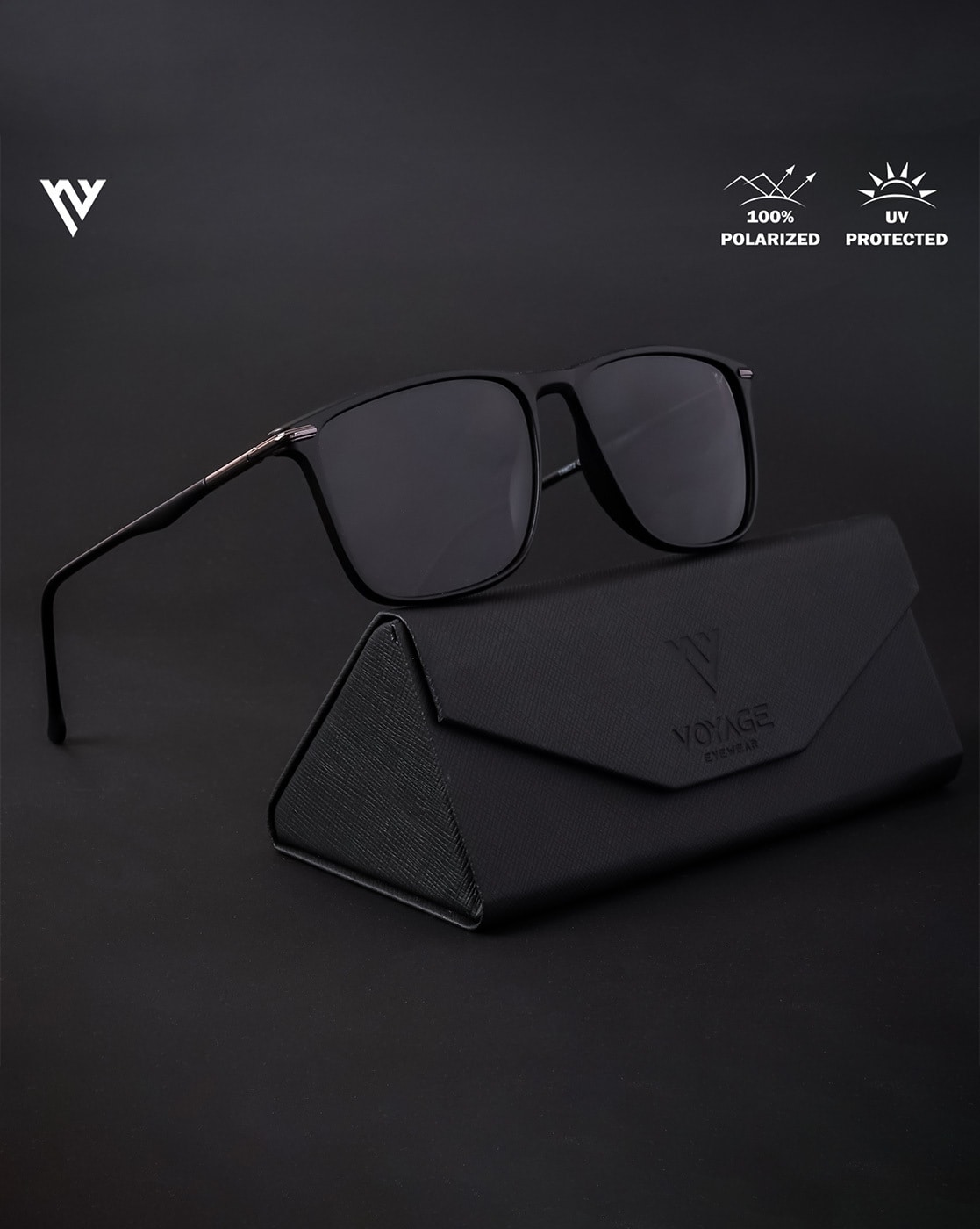 VOYAGE Men UV-Protected Sunglasses-TR8072 For Men (Black, OS)