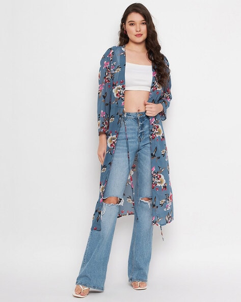 Floral Print Long Shrug