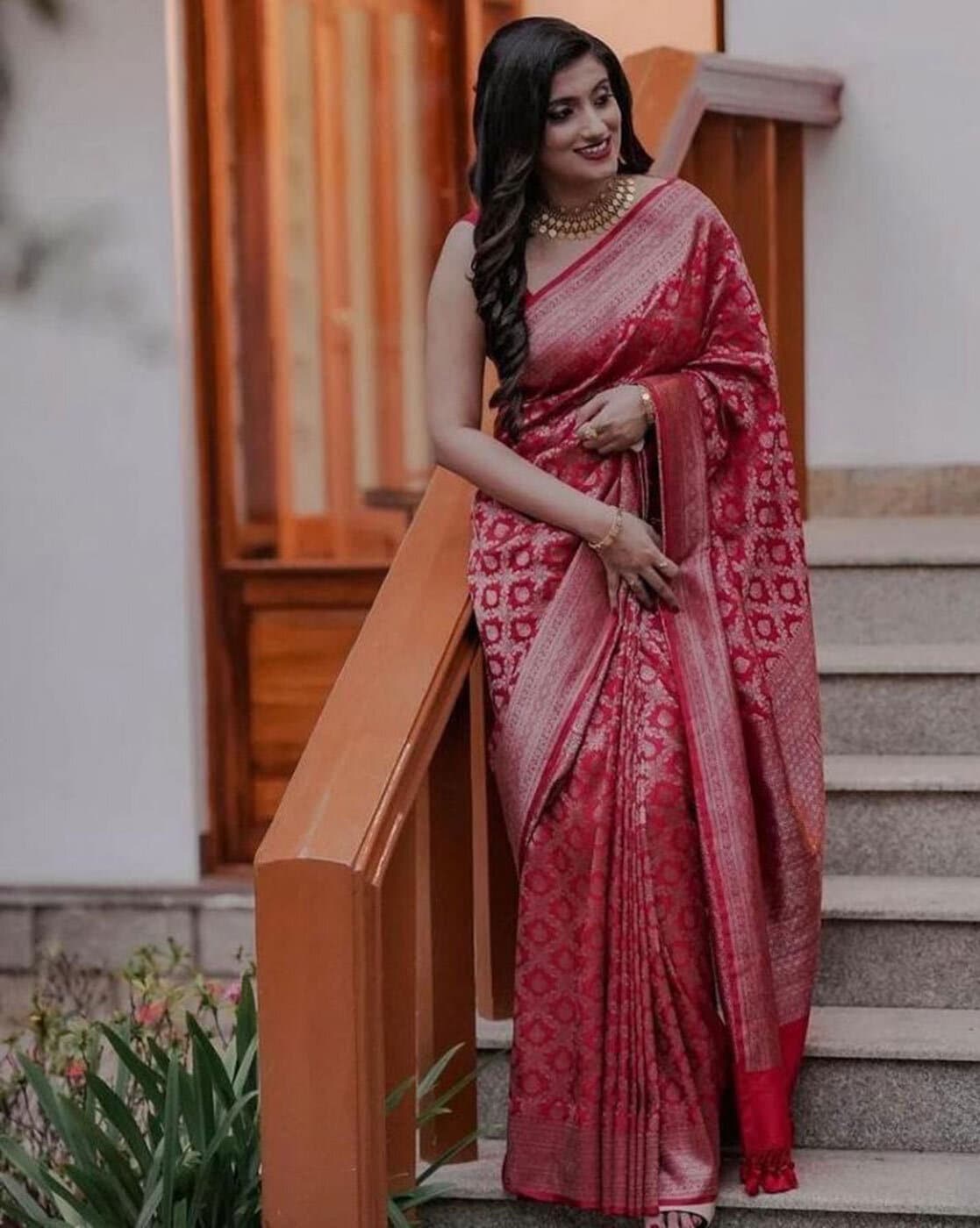 Buy Red Sarees for Women by FASHION BOOMS Online