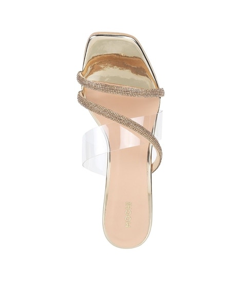 Buy Gold Heeled Sandals for Women by Mochi Online