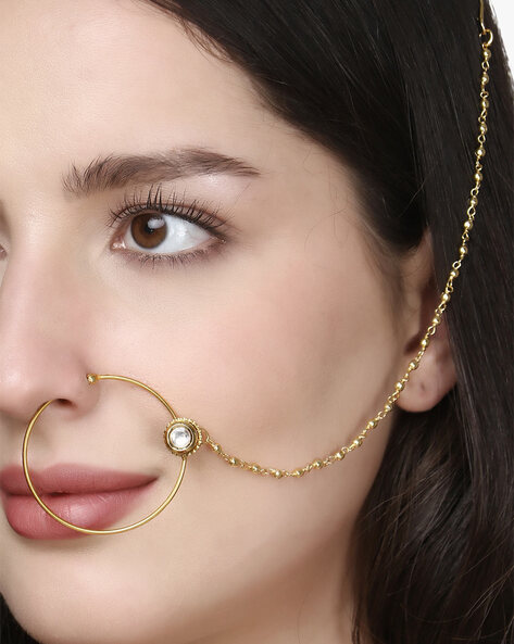 14 karat gold - Nostril hoop - nose ring - nose stude - body jewelry - nose  cuff - 2 mm beard featured in 18 gauge wire and 3/8 inch ring. - New Era  Jewelry Design