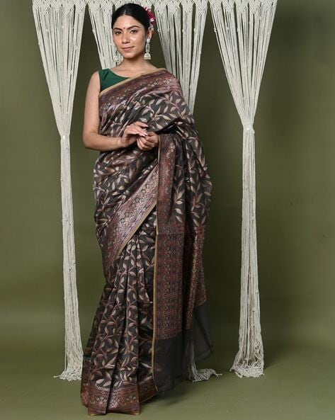 Blue Handloom Cotton Saree – ShopBollyWear.Com