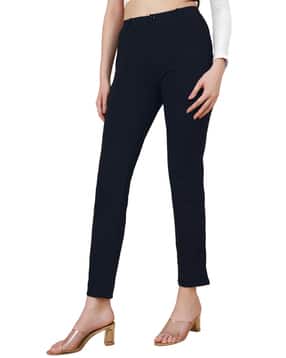 Straight Fit Trousers with Button Closure-image-40