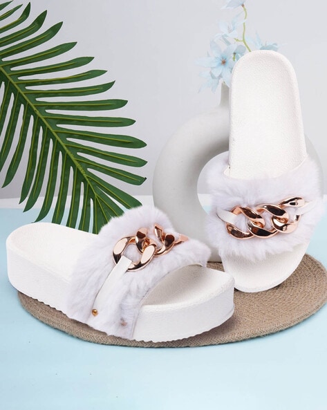 Buy White Flip Flop Slippers for Women by FEET RUNNER Online