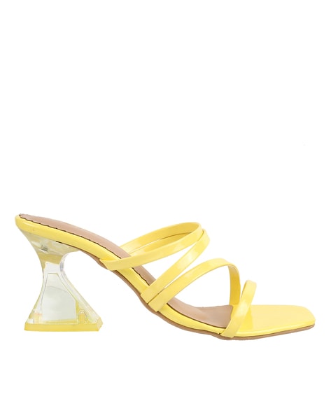 Buy RITA Yellow Strappy Flat Leather Sandals for Women Online | Rag & Co