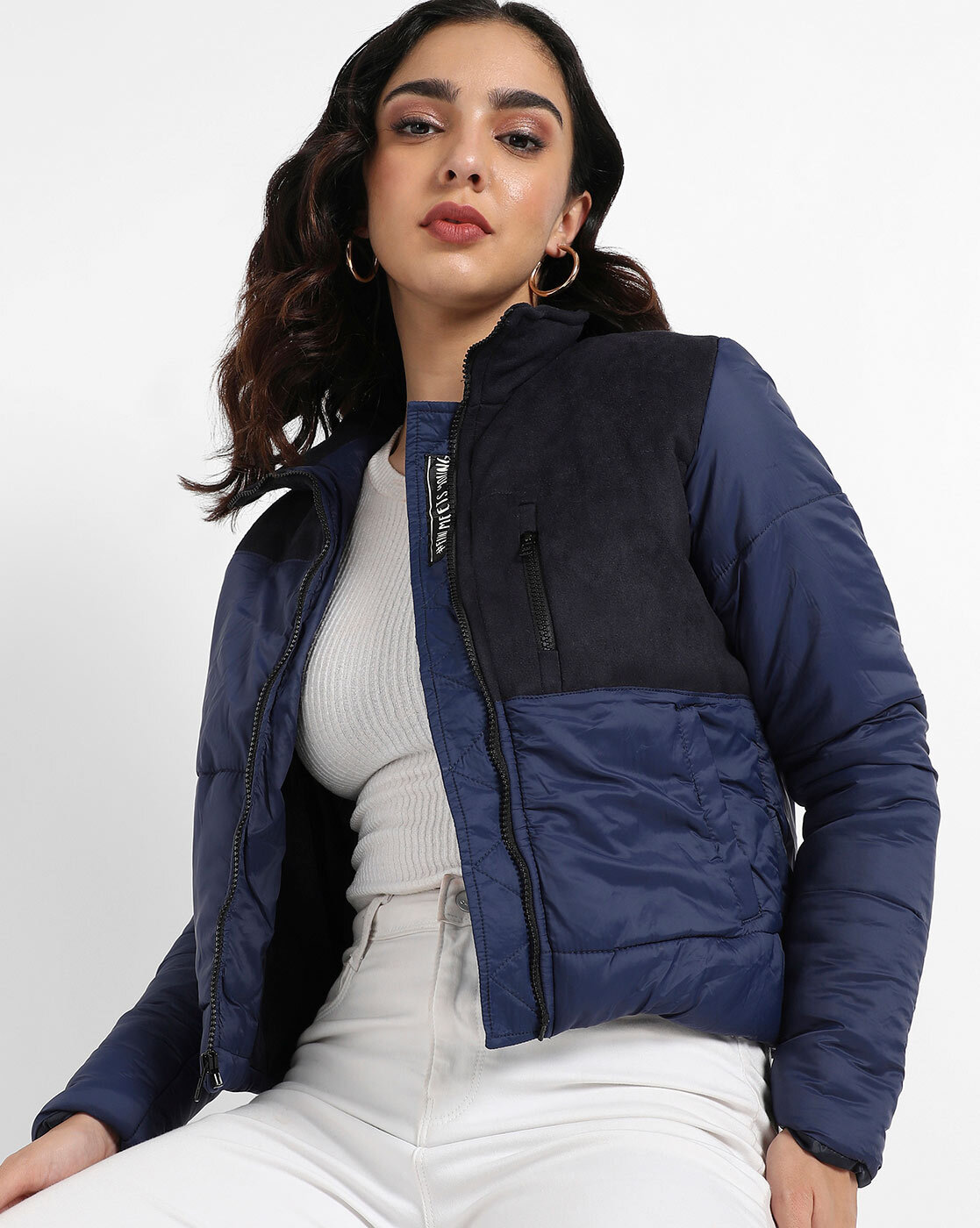 Campus Sutra Women's Zip-front Bomber Jacket With Insert Pockets | The Pen  Centre