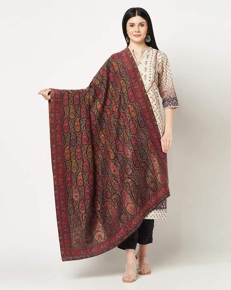 Women Paisley Woven Woolen Shawl Price in India